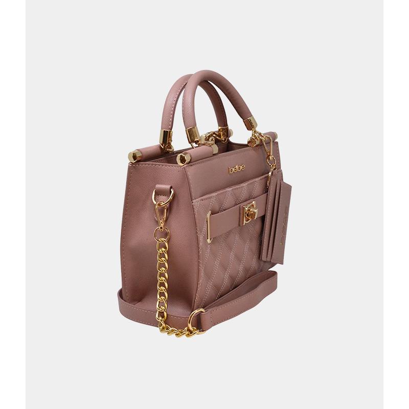 BEBE DUSTY ROSE ALEX QUILTED SMALL SATCHEL W/ COIN PURSE