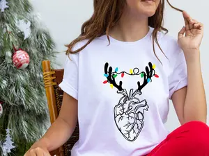 Nurse Christmas Shirt, Anatomical Heart T-Shirt, Nurse Student Gift Tee For Holiday, Christmas Light Short Sleeve, Doctor Tee For Christmas, Matching Nursing School Shirt.