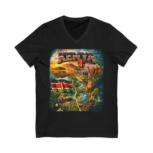 Kenya Landscape Graphic T-Shirt | Kenyan Flag Vintage Safari Design