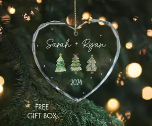 Personalized Couples Christmas Ornament, Couple Names Christmas Ornament, Our First Christmas Together, New Couple Gift, Glass Ornament