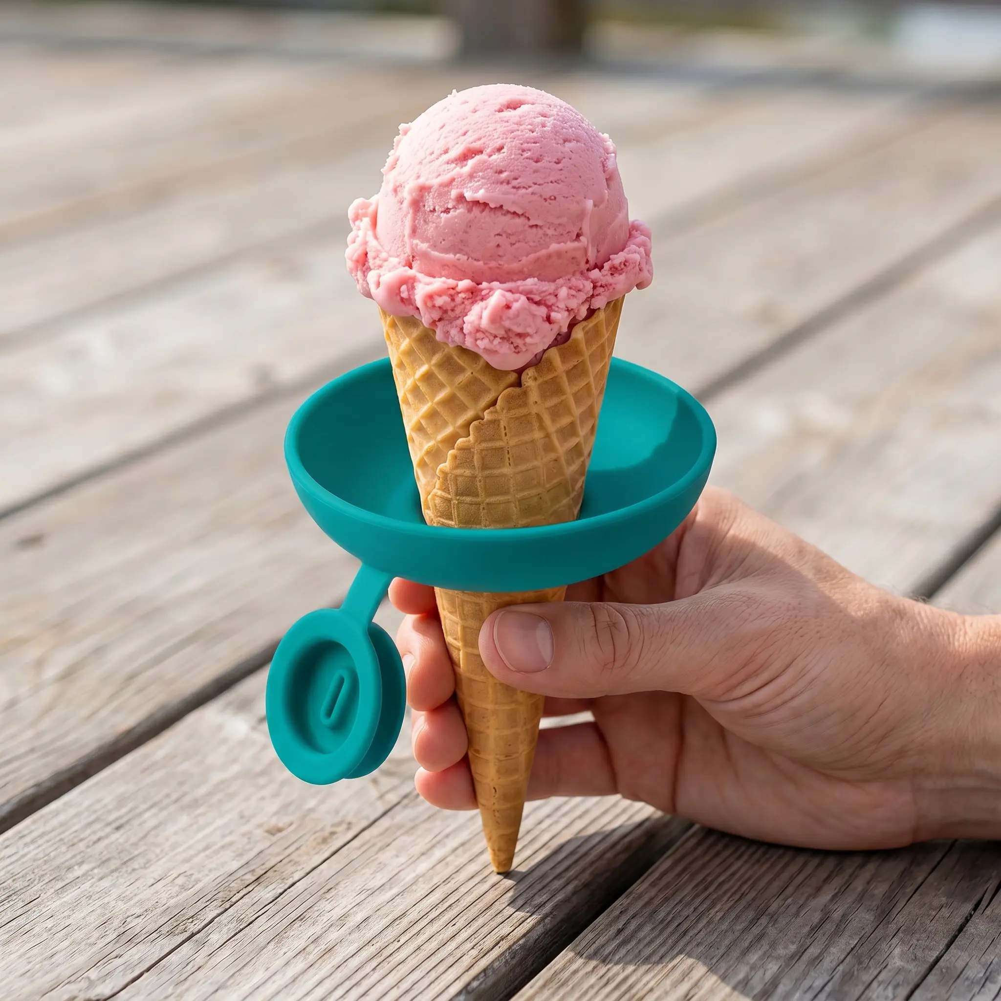 4pcs Silicone Ice Cream Holder Stand Set, Summer Popsicle Holder, Leak-Proof Cone Support with Drip Guard, Portable Youngsters's Ice Pop Mold Tray for On-The-Go Snacks - Dishwasher Safe
