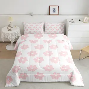 Pink Floral Comforter Set,Floral Flower Bedding Set,Princess Bedroom Room Decor,Cute Floral Comforter,Flower Bed Set