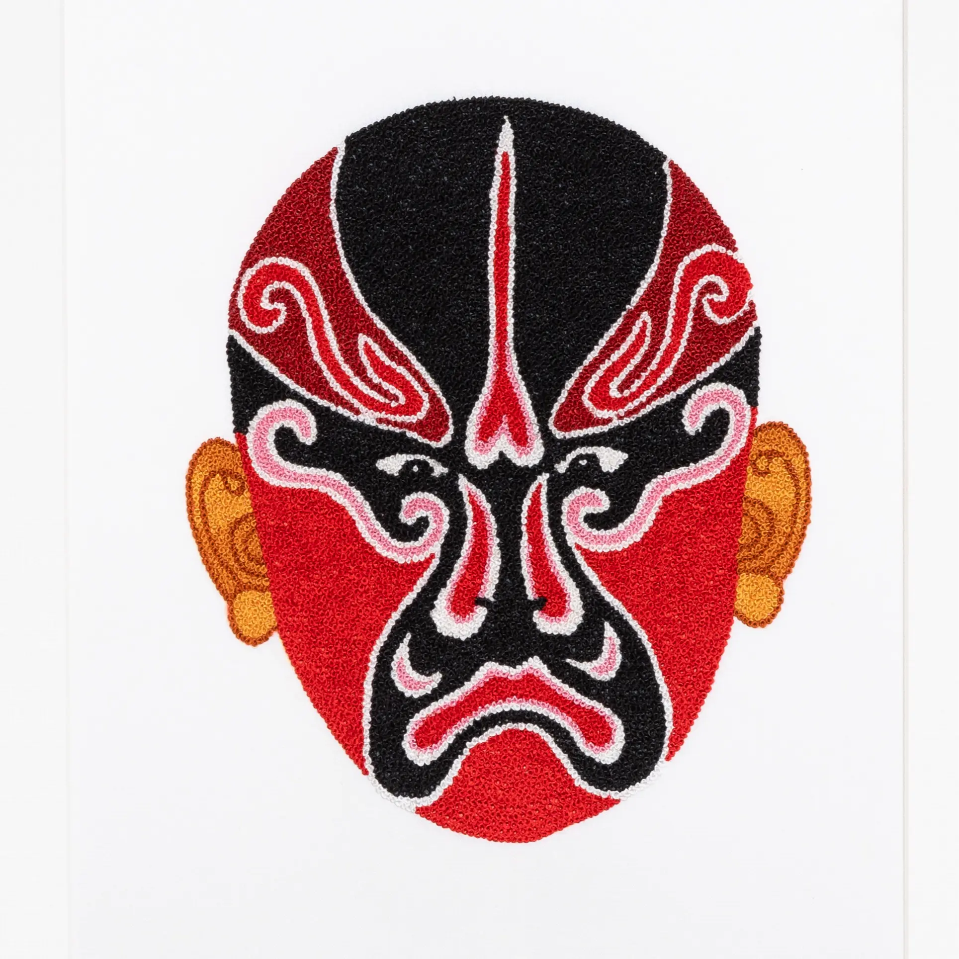 Handmade Chinese Opera Mask Embroidery Wall Art