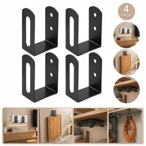 4-Piece Invisible Under Desk Support Bracket – Industrial Heavy Duty Shelf Mount Hardware, Adjustable Countertop Bracket for Floating Shelves & Wood Tables