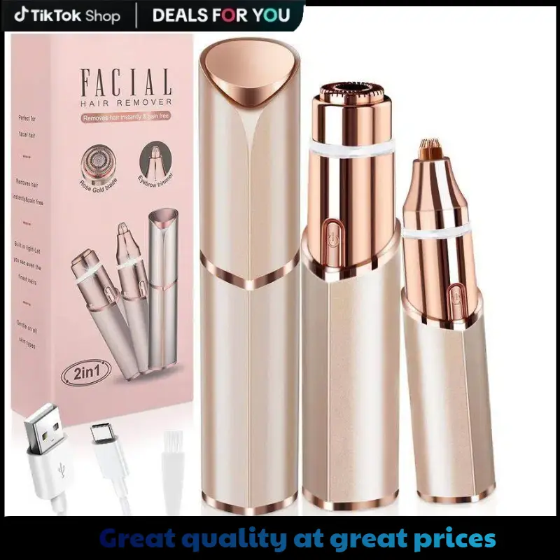 Eyebrow-Facial Hair Remover Women: Portable 2 in 1 ElectricShaver and Facial Trimmer -Rechargeable Eyebrow LipsBody Facial Razor Comfort