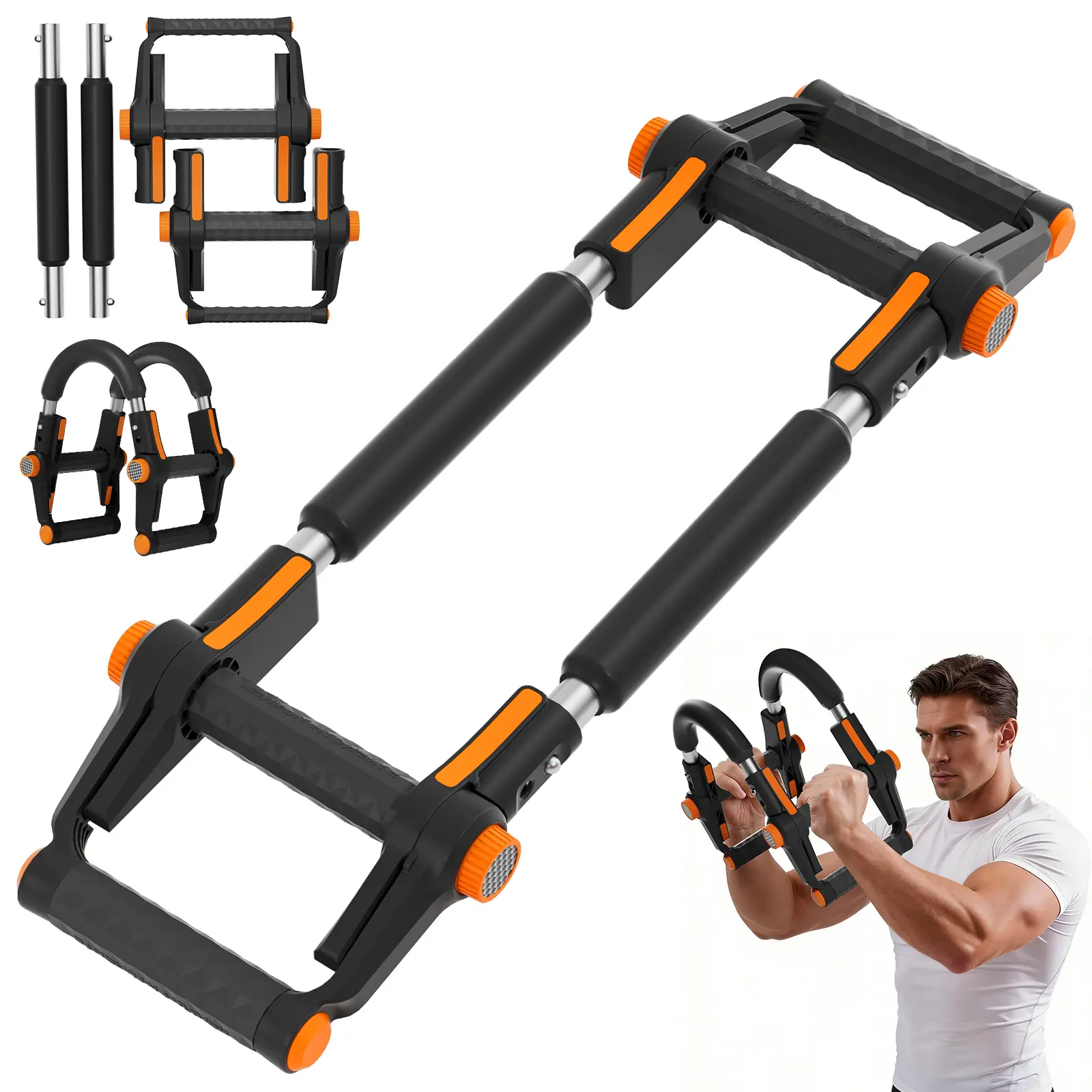 3-in-1 Adjustable Push-Up Bars - Non-Slip Comfort Handles, Ergonomic Grips, Compact Portable Gym Equipment for Upperbody Workout, Unisex Strength Training Gear for Chest, Arm, Shoulder Fitness