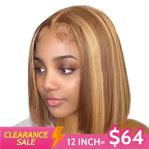 YAWAWE Hair Straight Bob Wig 4/27 Ombre 7x5 HD Lace Glueless Wigs Human Hair Ready To Wear Straight Glueless Preplucked Wear And Go Wigs
