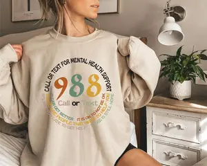 Mental Health Matters Call or Text 988 Sweatshirt, Mental Health Awareness, Trendy Mental Health Sweatshirt, Retro Mental Health, Therapist Gift