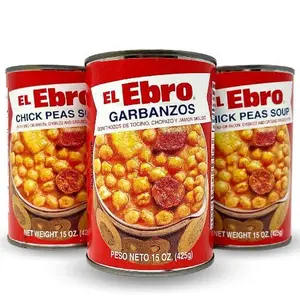Traditional El Ebro Instant Canned Garbanzo Chickpea Stew, 15 oz, Serves 2, Pack of 3