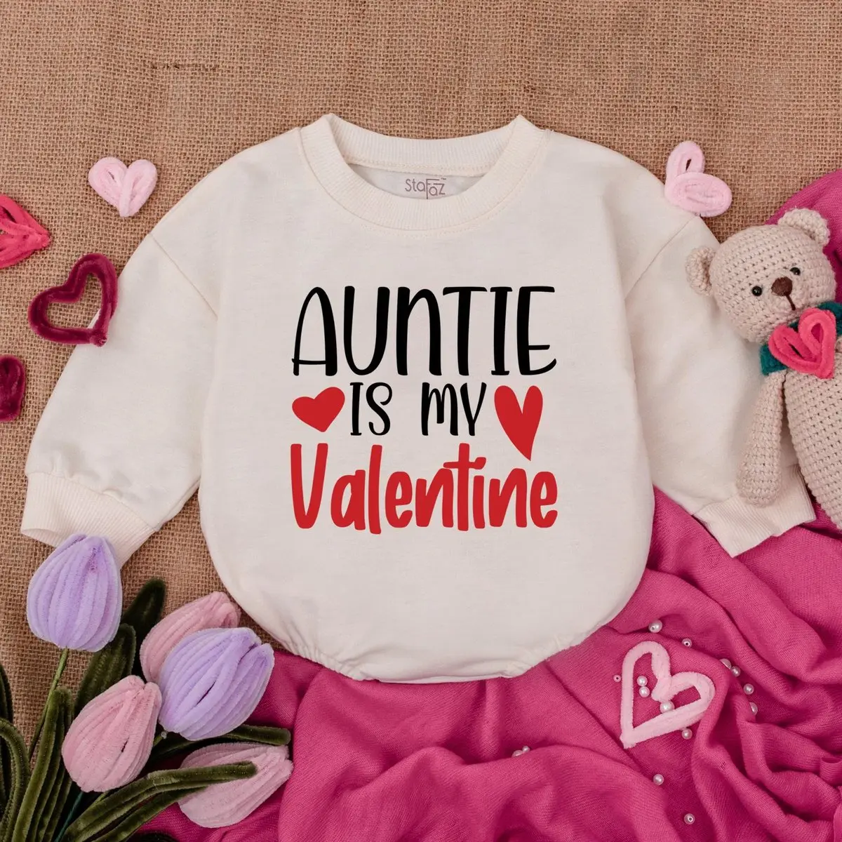 Auntie's Valentine Romper- First Valentine Baby Outfit - Valentine Bubble Romper - Girls Valentine Baby Romper - Newborn Outfits Baby Girl -
