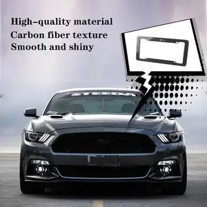 carbon fiber texture plastic license plate frame fiber black aluminum alloy metal license plate holder For Audi sline