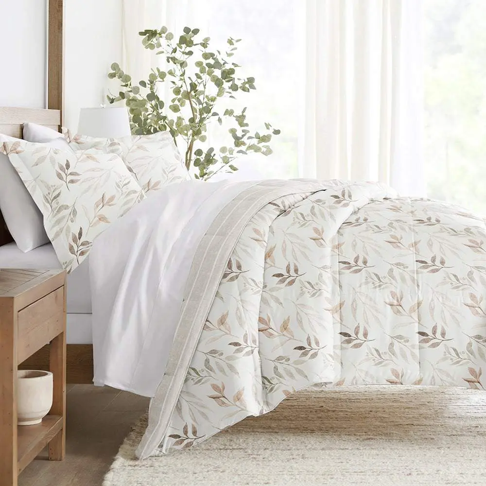Foliage Stripe Reversible Down-Alternative Comforter Set Foliage Stripe Reversible Down-Alternative Comforter Set
