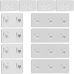 12 Pack Shower  Adhesive Replacement, Shower Adhesive Strips,  Adhesive Hooks,  Sticker, No Drilling, for Bathroom Shelf and Kitchen Racks