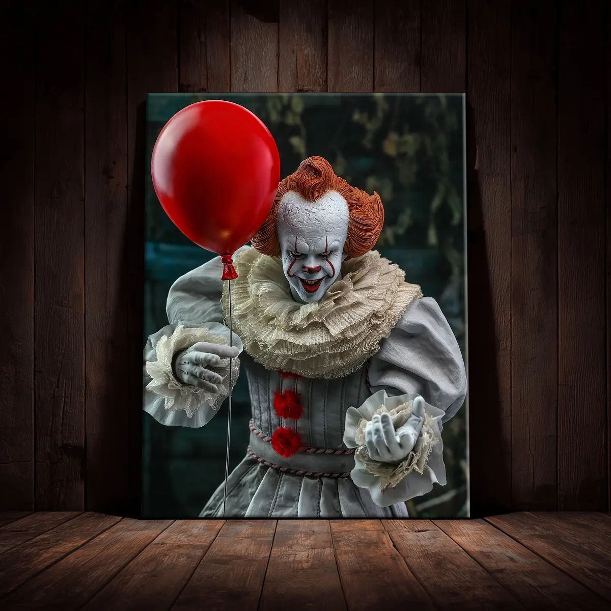 1 Count Wooden Framed Canvas, Horror Clown Poster, Halloween Decorative Poster, Home Wall Decor, Party Hanging Picture, Modern Art For Home, Family Decoration, Ideal Gift, Waterproof, Print, Wall Art Painting, Graphic Prints