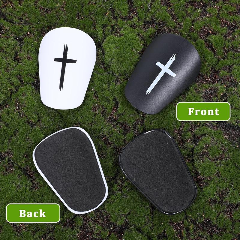 2 Pairs Black & White Cross Shin Guards Christian Faith Soccer Extra Mini Shins Guard 3 x2 Inch Small Shin Guards Comfortable Light Shin Pads Ultra Miniature Shins Guard Soccer for Men Women
