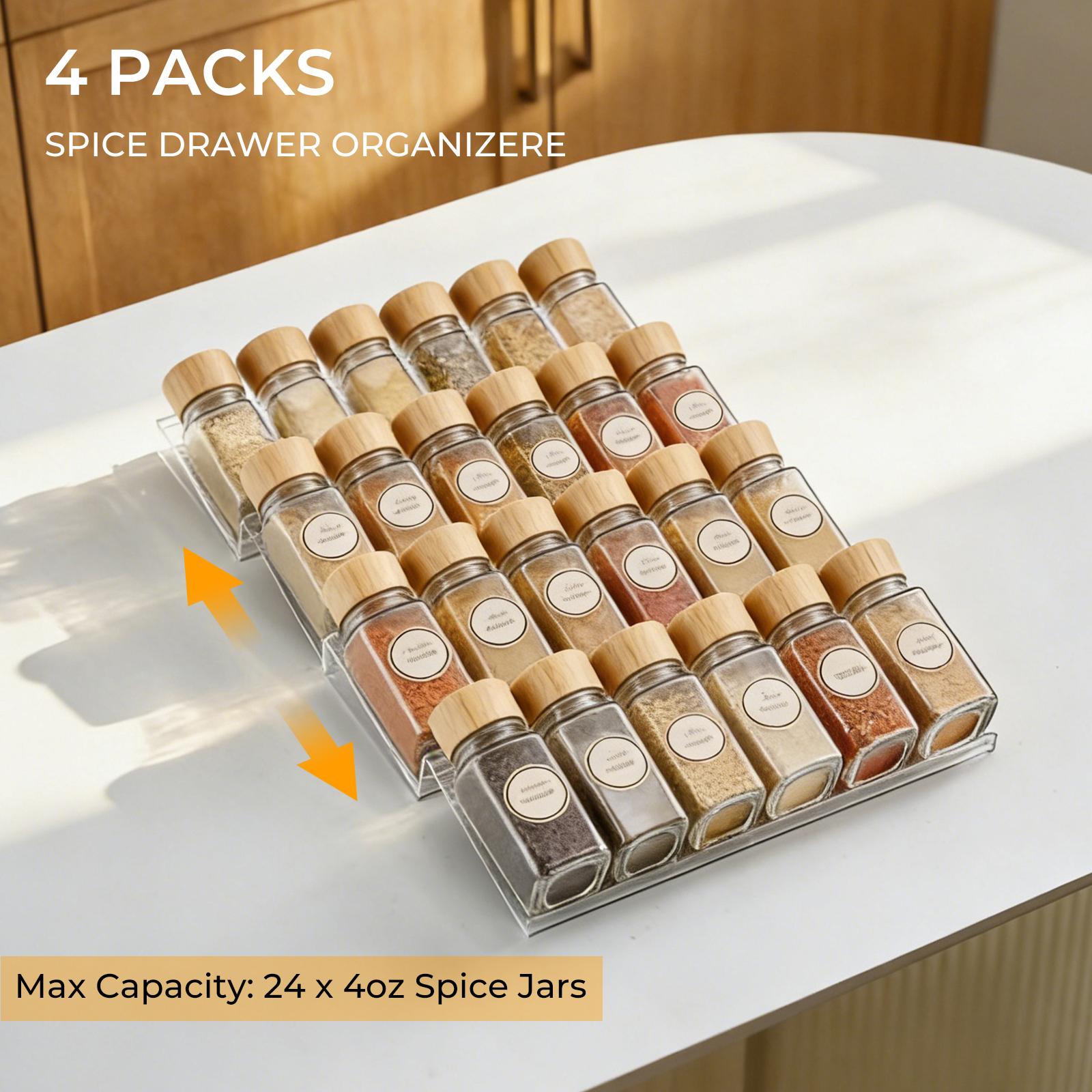 UFORU  4/8 piece transparent acrylic spice drawer storage box | expandable double-layer spice drawer inner box | can be used for drawer transparent acrylic kitchen storage artifact