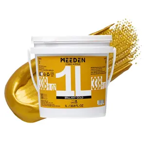 MEEDEN Metallic Gold Acrylic Paint: 1L /33.8 oz Heavy Body Gloss Finish - Gold Paints for Leaf Canvas Crafts Wood Metal Furniture Wall
