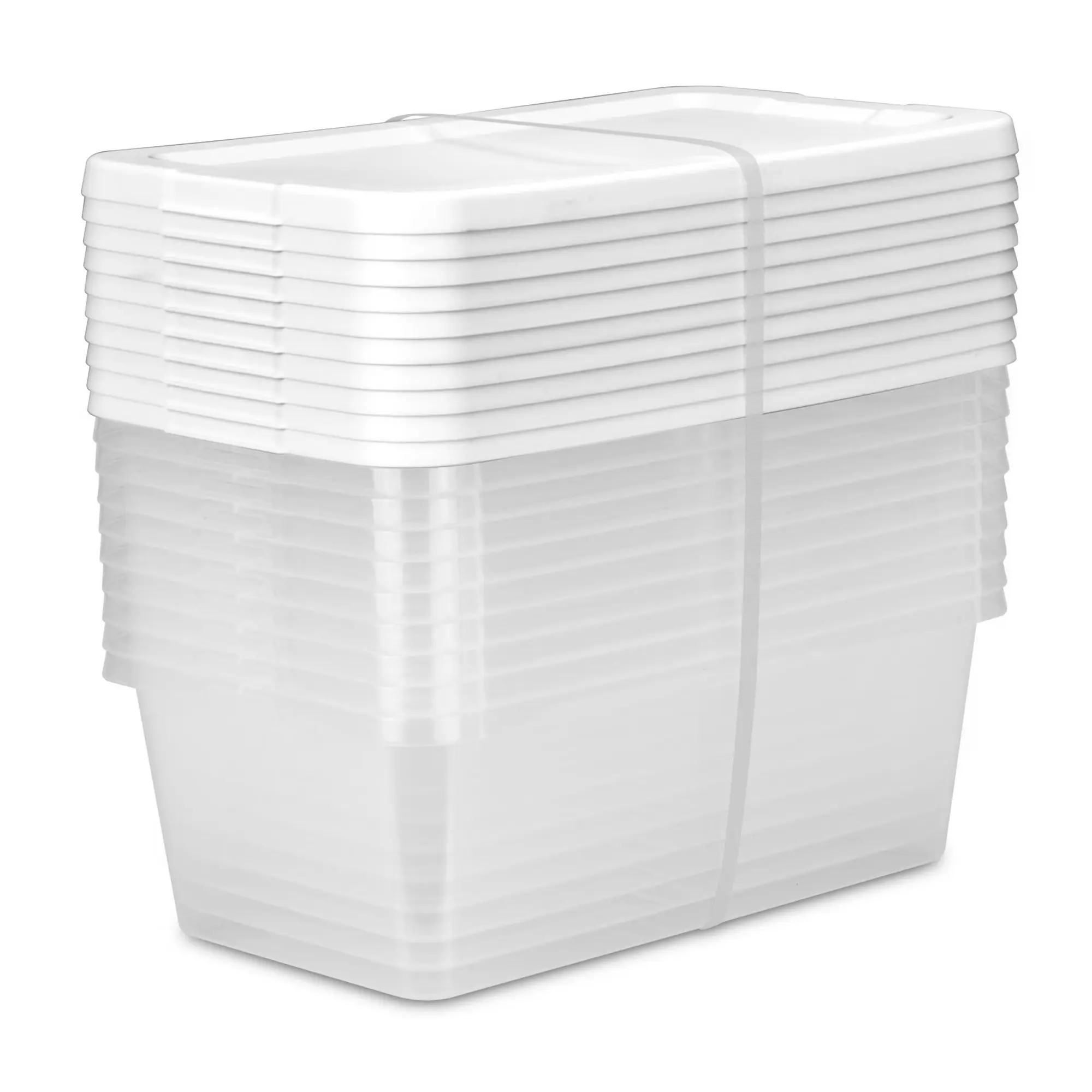 Set of 10 Clear 6 Quart Storage Boxes with Snap-On Lids Stackable BPA-Free Plastic Bins for Closet Organization