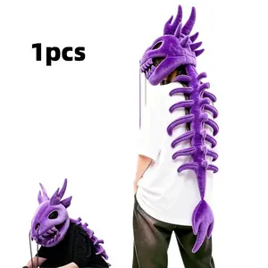 Dinosaur Skeleton Costume, Spinosaurus Skull Mask & Plush Spine, Halloween Themed Skull Cosplay Props, Holiday Decorations