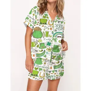 Slainte Irish Cheer St Patricks Day Pajama Set For Women