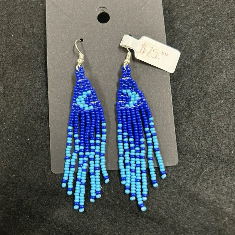 Deep Waters earrings - handmade Native American seed bead earrings