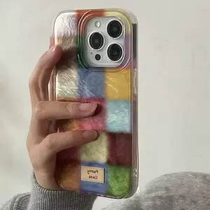 Vintage Colorful Plaid Pattern Phone Case, Soft Silicone Lightweight Cellphone Protective Cases, Total Protective Shockproof Mobile Phone Cover for iPhone 6 7 8 9 X XS XR 11 12 13 14 15 16 17 PRO MAX PLUS Air mini, Casing