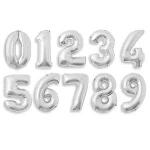 32 Inch Silver Foil Number 0-9 Balloon – Giant Mylar Helium Balloon for Birthdays, Anniversaries, Graduations & Celebrations