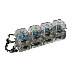 2-Pack Keyboard-Style Fidget Keychain, Black & White Clear with LED Lights & Click Sound, Stress Relief Toy, for Anxious & Fidgety People