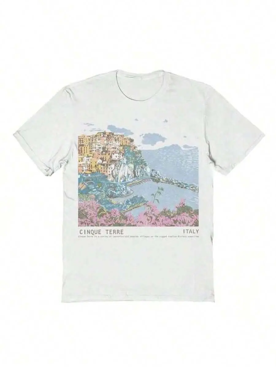 Graphic-Shirt Cotton Tees Size PlusSocial Collective Cinque Terre Tm Graphic Cotton Unisex T-Shirt ,Y2K,Oversized Shirt Men,Summer Tops
