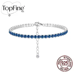 1pc Luxury Royal Blue Women's Fashion Tennis Bracelet Sterling Silver 925 with Round Synthetic Zirconia Hypoallergenic Everyday Party Jewelry Accessory Holiday Gift Perfect for Lovers, Friends, And Mothers
