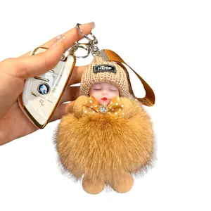 Cute Fur Plush Pom Pom Keychain - Fashion Accessory with Bow Accent, Hat Charm for Phone Bags, Women's Gift