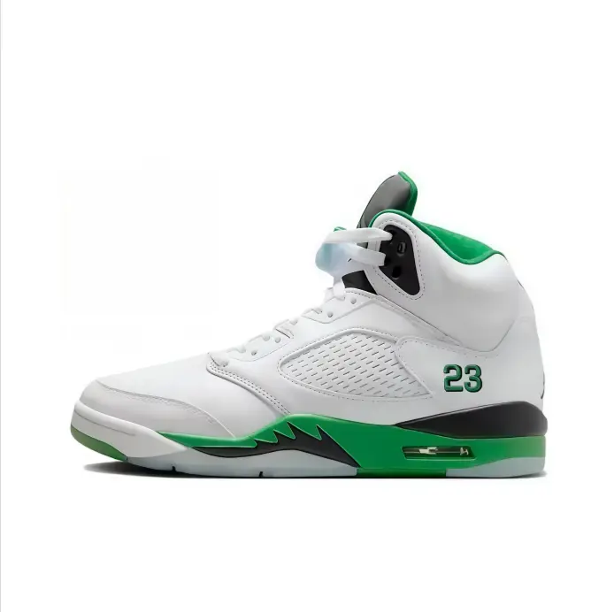 High top basketball sneakers white green black leather upper breathable mesh panel padded ankle collar air cushion midsole translucent outsole casual streetwear daily ootd versatile unisex trending performance footwear
