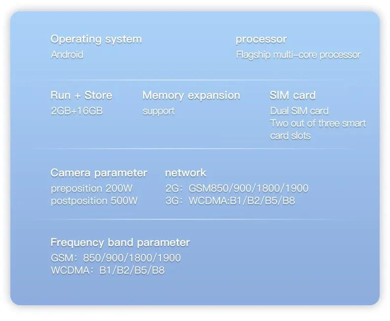 3-inch mini pocket smartphone with HD touch screen, 3G  Android 9 smartphone， 2+16GB RAM, dual SIM dual standby, 2MP+5MP dual camera, supports WiFi, Bluetooth, GPS, and calls.Suitable for children's portable phone