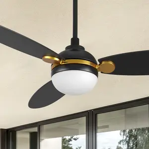 Raddix Outdoor Smart Ceiling Fan with Dimmable LED Light Remote 52 inch