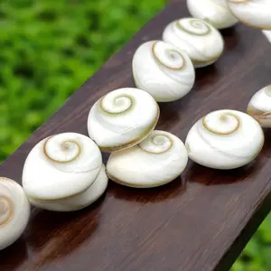 Shiva Eye Shell Beads From Pacific Ocean (Every Single Bead Made From Two Gigantic Operculum Shells - Matching Completed Spiral Matrix) Protective Door of Snail Shell - New Double Sided Design - Smooth Tear Drop