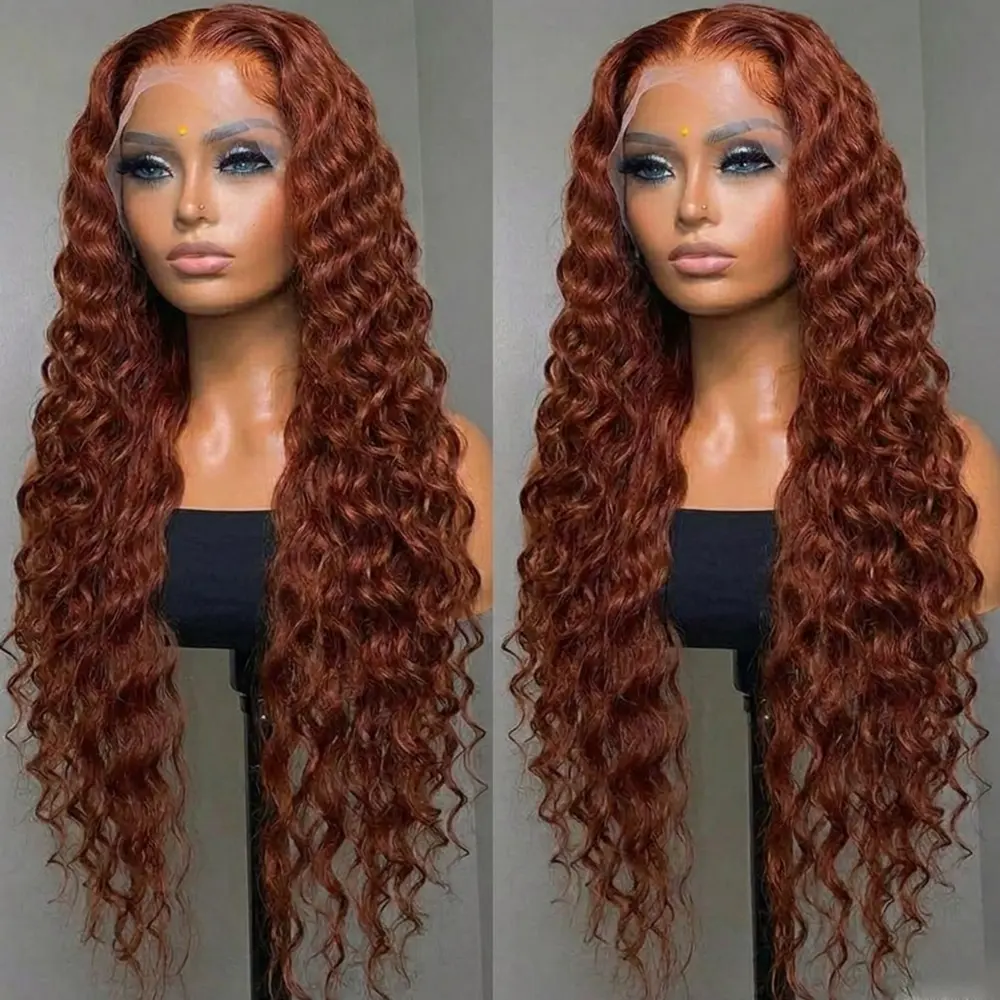 Bling Hair 13x4 13x6 Cowboy Copper Deep Wave Lace Front Wig Human Hair Ginger Red Wig for Women 13x6 HD Lace Frontal Wig Pre Plucked Natural Hairline summerwins