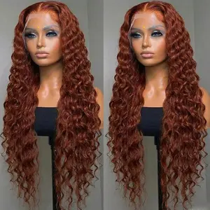 Bling Hair 13x4 13x6 Cowboy Copper Deep Wave Lace Front Wig Human Hair Ginger Red Wig for Women 13x6 HD Lace Frontal Wig Pre Plucked Natural Hairline