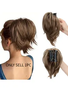 High Temperature Resistant Synthetic Hair Ponytail Holder for Women Easy Clip Up Bun Maker Heat Friendly Hair Claw for Short Hair Styling Versatile Ponytail and Messy Bun Accessory Wavy Ponytail Extension