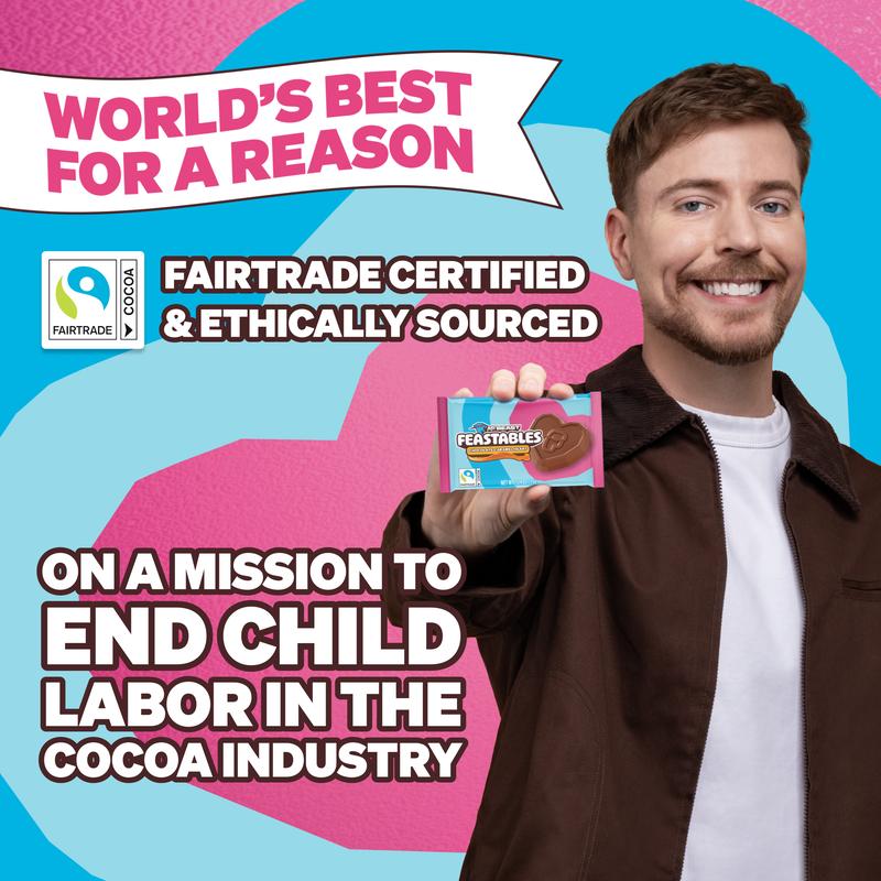 Feastables by MrBeast Valentine's Chocolate Caramel Hearts, 20-Count Share Pack for Gifting & Sharing