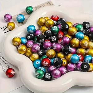 40pcs Of Mixed-color 16-millimeter Acrylic Frosted Paint Snowflake Christmas Beads, Matte Finish Christmas Snowflake Decorative Beads, for DIY Jewelry Making, Handmade Ornaments, Snowflake Design, Decorative Charms, Lightweight Beads, Highquality