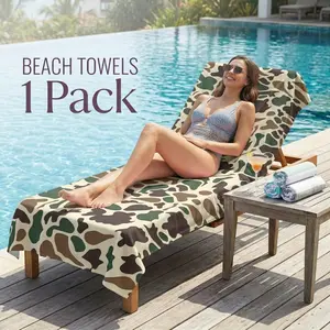 Camo Print Beach Towel, Quick Dry Microfiber Pool Towel for Men & Women, Sand Free Lightweight Travel Towel for Camping, Swim & Outdoor Activities
