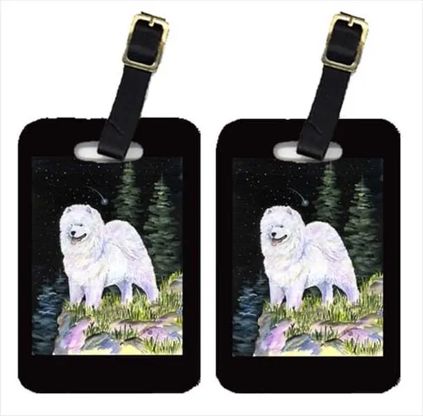 Starry Night Samoyed Luggage Tags - Pair Of 2