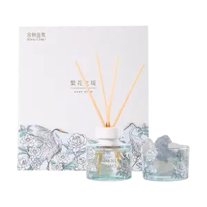 SONG CHAO Fragrance Diffuser Gift Set - "Blooming Realm" Series - Gardenia Scent - Reed Diffuser & Aroma Stone