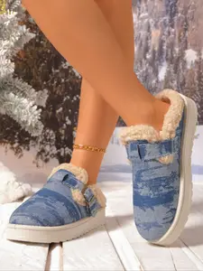 Ladies' cowboy-style mules, warm winter home shoes, thick soles lightweight lift, suitable for indoor and outdoor use, anti-slip faux fur, the perfect gift for her, suitable for women's autumn and winter home wear or light daily outings, House slippers