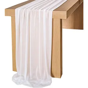 Lookein 10 Feet White Chiffon Table Runner Sheer Wedding Table Cloth 29x120 Inches Rustic Wedding Decorations French Chiffon Table Runner