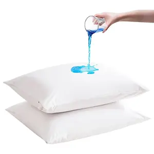 2-Pack Waterproof Zippered Standard Size Pillow Protectors, Hypoallergenic Bed Pillow Covers (Encasement), Smooth, Downproof, Featherproof, Machine Washable