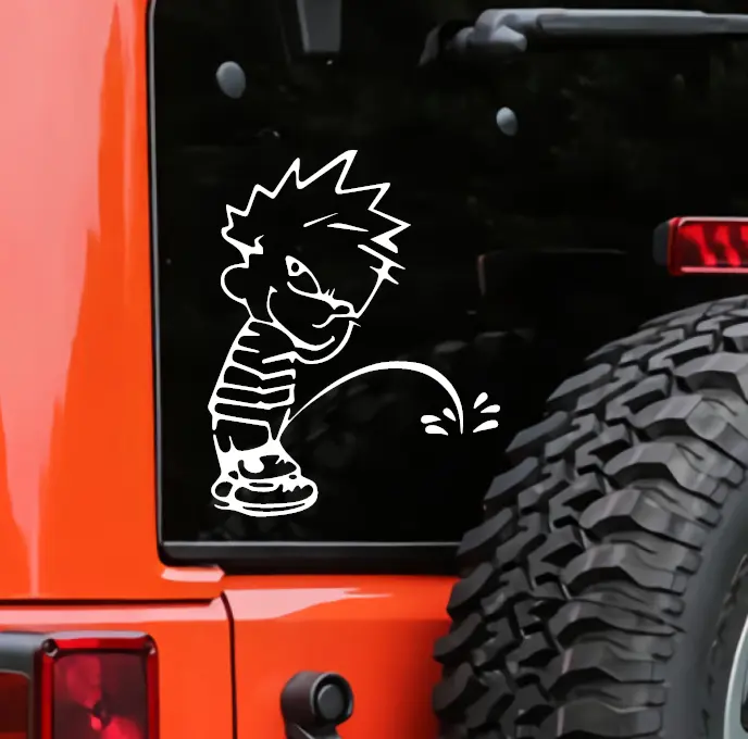 Calvin Pee JDM Vinyl Decal Sticker UV & Waterproof Bumper Window Laptop Automotive Water Bottle Gift accessories – BLACK 5" Car Vehicle Decoration