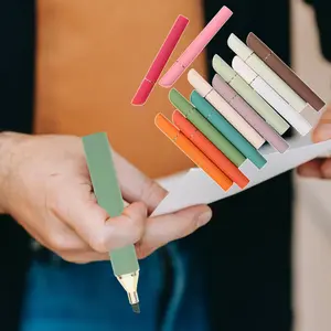 12-Count Assorted Highlighter Set Soft Chisel Tip Retro Design with Mild Colors for Color-Coding, Office & School Supplies Wording Pens Gel cute