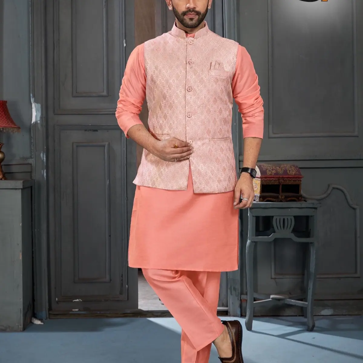 Men's Silk Kurtha Pajama Half Jacket - Loungewear - Menswear( recommended to take one size larger)