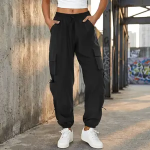 Women's Quick-Dry Lightweight Water-Resistant Parachute Cargo Pants with Multiple Pockets - Baggy Joggers Hiking Pants for Outdoor Activities, Casual Wear, Travel, and Daily Comfort